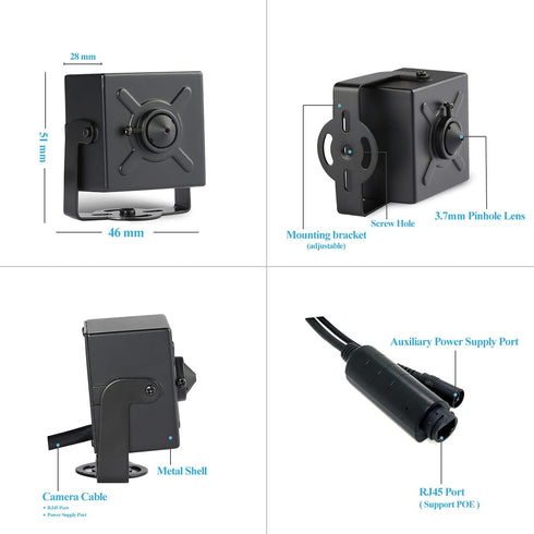Revotech HD 3MP Mini Security POE IP Camera, 3.7 mm Pinhole Small Indoor Camera for Remote View CCTV Video