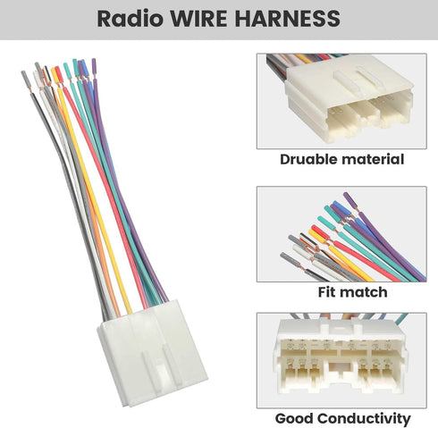 1992-2012 RED WOLF Car Radio Wiring Harness Connector Adapter Aftermarket Stereo Install Adaptor Compatible