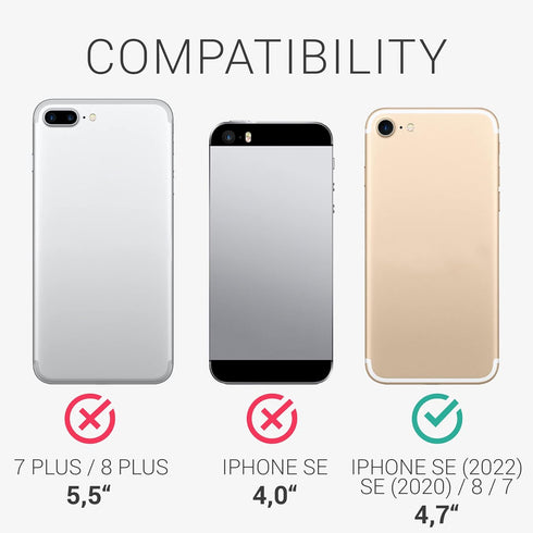 kwmobile Case for Apple iPhone SE (2022), SE (2020), iPhone 8, iPhone 7, Black Soft TPU Phone Cover with Card Holder