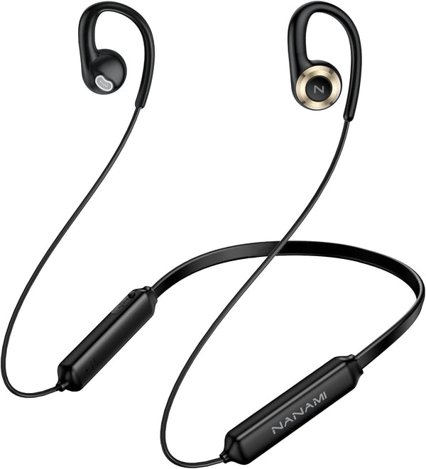 NANAMI Open Ear Headphones, Wireless Bluetooth Earbuds, 15H Playtime, IPX5 Waterproof Sports Neckband with Earhooks