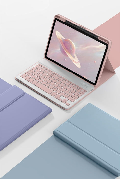 Keyboard Case Compatible with iPad 10th Generation 2022, Removable Bluetooth Wireless Keyboard Folio Case, Pink