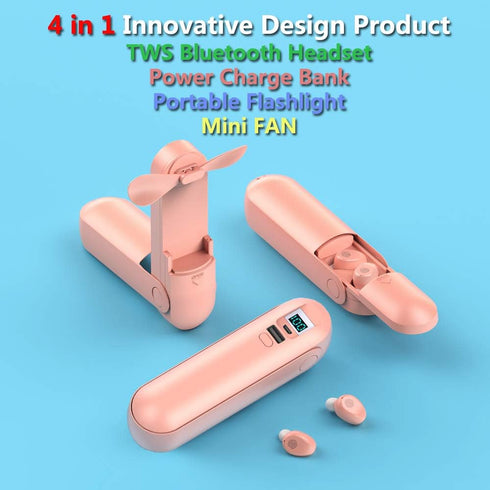 IHAO Sport Bluetooth Headphones Wireless Earphones with Mic 4 in 1 Multifunctional Flashlight HiFi Bass Stereo Sound Waterproof Noise Reduction Headset for Gym Home Office-Luxury Pink F7