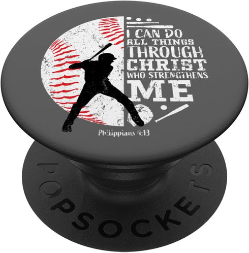 Cool Baseball Player Gifts for Boys Kids Christian Bible Verse PopSockets Standard Grip