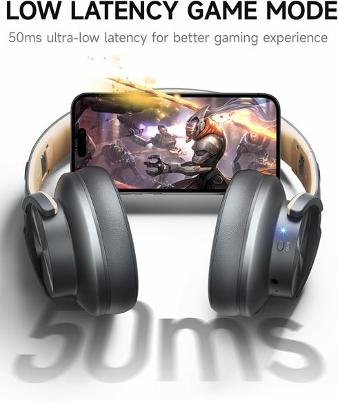 Picun B8 Bluetooth Headphones, 120H Playtime, Wireless with 3 EQ Modes, Over Ear for Travel, Home, Office, Ashen Golden