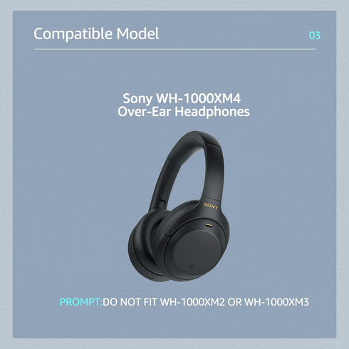 Fabric Replacement Ear Pads for Sony WH-1000XM4 (XM4) Wireless Headphones, Ear Cushions Compatible with Sony Headphones, WH 1000XM4 Earpads with Smooth Fabric & Memory Foam