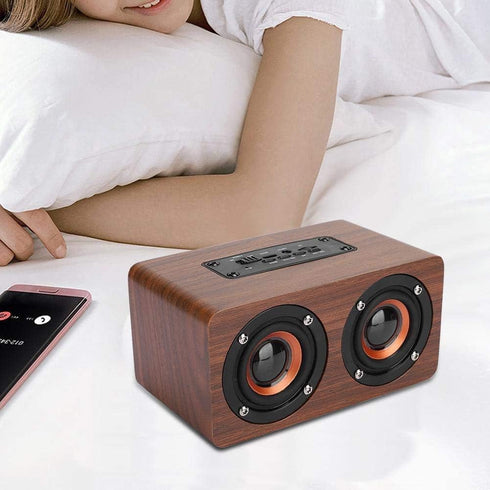 Retro Wooden Bluetooth Speaker - Combination Wireless Dual Loudspeakers, 3D Surround Speaker, Dual 5W Speakers, Redwood