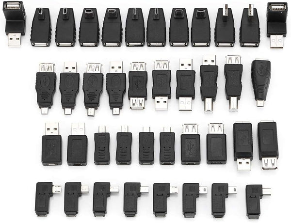 Bnineteenteam Type-B Converters, 40-Piece Set, Multiple Type USB Connectors for Home, Travel, Office,