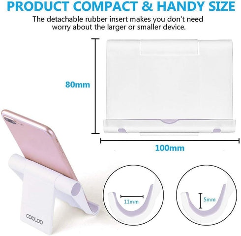 Cell Phone Multi-Angle Stand Holder - White Cradle Organizer Charger Station for Tablet, Desktop, Bed, Office, School,
