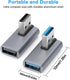 90 Degree USB3.0 Adapter (2 Pack), Left and Right Angle USB A Male to Female Converter for PC, Laptop, Power Bank