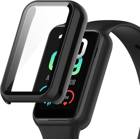 Case for Amazfit Band 7 - PC Protective Cover with Tempered Glass Film, Smartwatch Screen Protectors Accessories