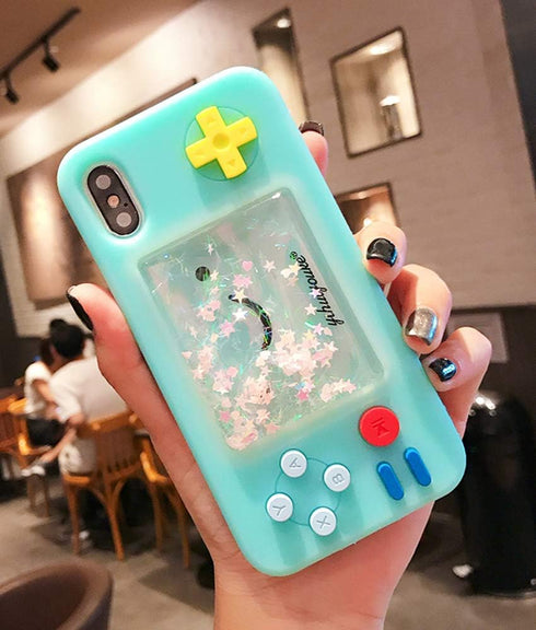 UnnFiko 3D Cartoon Game Case, Soft Rubber Protective Cover for iPhone XR, Creative Liquid Stars Design for Girls, Blue