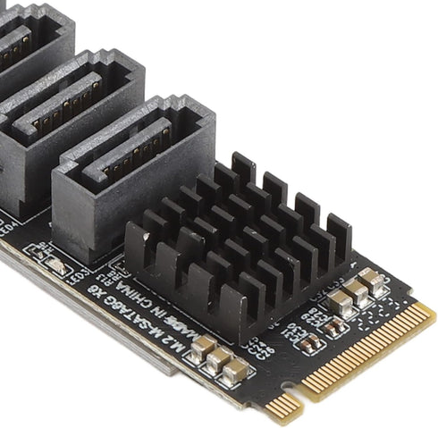 M.2 to SATA3.0 Adapter Card, M.2 M EKY PCIE3.0 to SATA, ASM1166 6Gbps 6 Port Expansion Interface Card