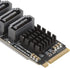 M.2 to SATA3.0 Adapter Card, M.2 M EKY PCIE3.0 to SATA, ASM1166 6Gbps 6 Port Expansion Interface Card