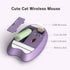 Cute Cat Wireless Silent Mouse, 2.4GHz USB Receiver, 3 Adjustable DPI, Compatible with PC, Laptop, Notebook - Purple