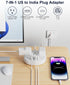 India to US Plug Adapter, India Plug Adapter with 3 American Outlets 4 USB Ports (2 USB-C) Total 24W, Type D Travel Adapter and Plug Converter for USA to India Bangladesh Maldives Nepal Pakistan