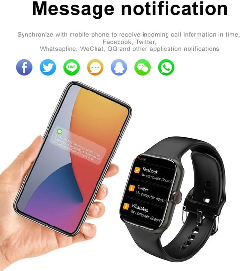 Smart Watch for Men Women Kids, 2.09" Touch Screen Fitness Tracker Smartwatch with Call/SMS/Sleep Monitor, Black