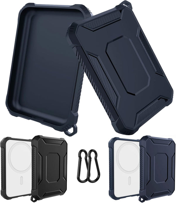 2 Pack Case for Magsafe Battery Pack, Slim TPU Carbon Fiber Design with Keychain, Anti-Shockproof Bumper Shell