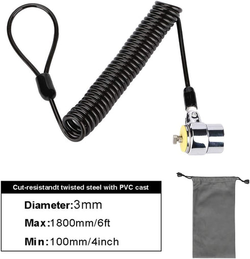 Security Hardware Cable Lock Kit, Retractable Keyed Laptop Lock with 3 Keys, 6.2Ft for Monitors, Laptops, Tablets