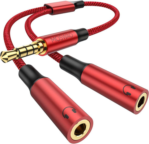 MOSWAG Headphone Mic Splitters Adapter, Audio Headphone Connector for Gaming Headset, PS4, Xbox One, Notebook, Mobile