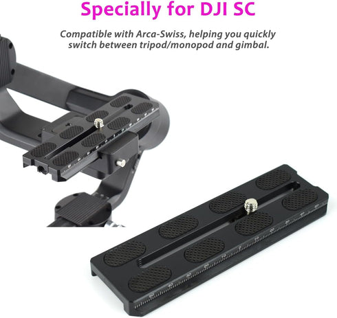 Aluminum Quick Release Plate 120mm for DJI Ronin SC Gimbal,Camera Mounting Plate Compatible Arca-Swiss with 1/4" Hole for Gimbal Stabilizer Tripod