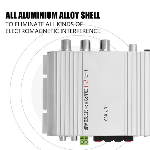 2x15W 20W 2.1CH MP3 MP4 Audio Power Amplifier, + Hi-Fi HiFi Stereo Subwoofer Amp Home Bass Audio Power Amplifier