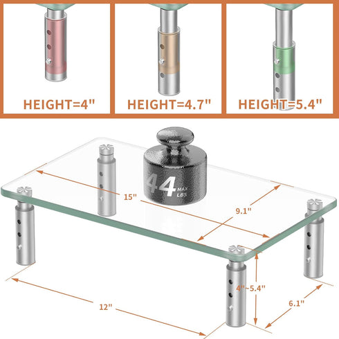 -3 Hemudu Monitor Stand Adjustable Height Monitor Riser, Computer Monitor Stand, Desktop Organizer, Monitor Stand Riser