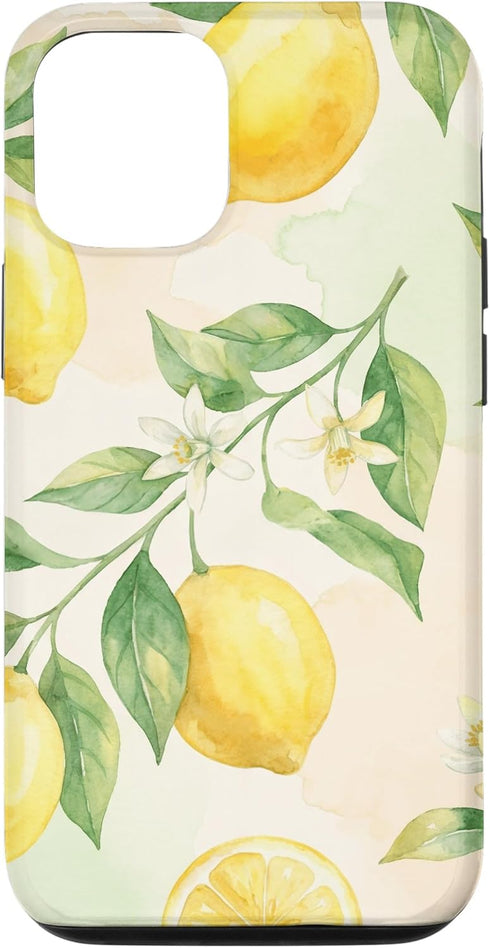 Sunny Citrus Garden Studio Lemon Citrus Floral Watercolor Botanical Fresh Garden Case for iPhone 12/12 Pro