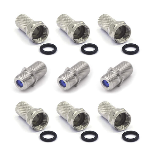 VCE Coaxial Cable Connector 6 Pcs, 3GHz Coax Coupler for Cable Extension and TV Cable Repair, Nickel Plated