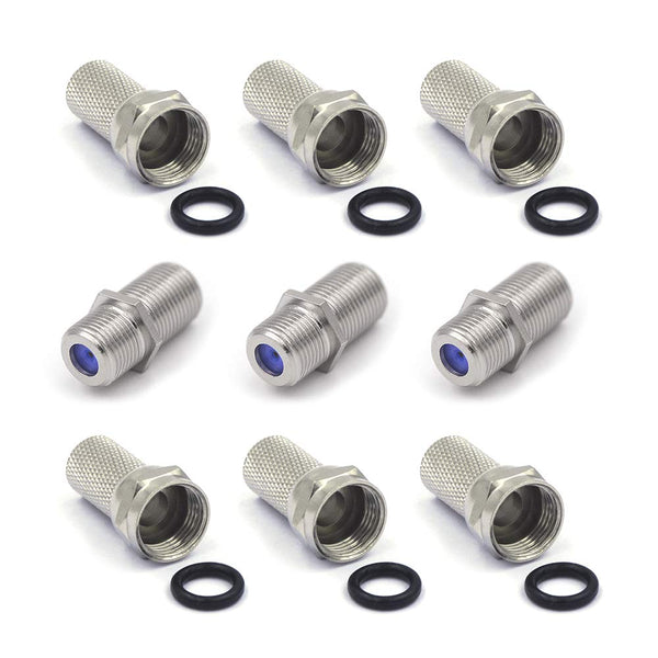 VCE Coaxial Cable Connector 6 Pcs, 3GHz Coax Coupler for Cable Extension and TV Cable Repair, Nickel Plated