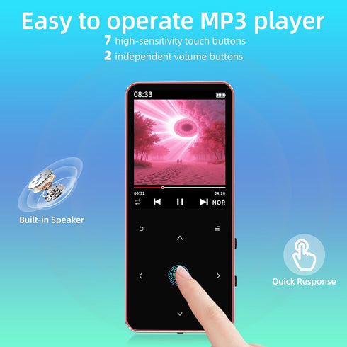 CONODO Mp3 128GB Mp3 64GB Player Bluetooth with Speaker,HiFi Sound Music Player with Bluetooth,FM Radio, Recorder