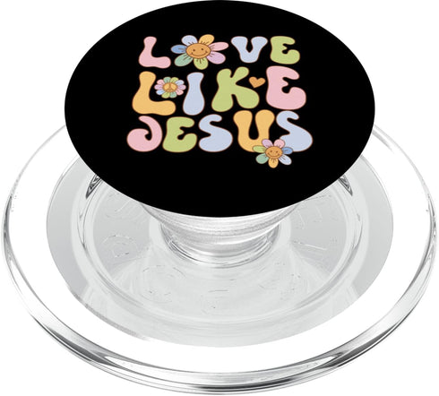 Groovy Love Like Jesus Religious God Christian Graphic PopSockets PopGrip for MagSafe