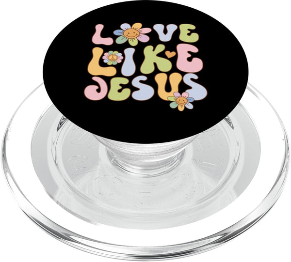 Groovy Love Like Jesus Religious God Christian Graphic PopSockets PopGrip for MagSafe