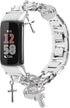 Stylish Metal Wristband Compatible with Fitbit Charge 6/Charge 5 Bands for Women Girl,Cute Strap with Unique Love Cross Pendants Chain Charms Bracelet for Charge 5 6 Fitness Tracker
