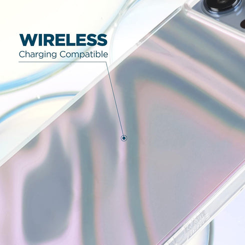 Case-Mate Soap Bubble Luxury Phone Case for iPhone 13 Pro Max, 10ft Drop Protection, Wireless Charging, Iridescent