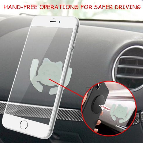 Multi-Surface Holder Car Mount GLOW in The DARK 3 Pack, Compatible for Popsocket Holder Grips, Cute Cat with Adhesive