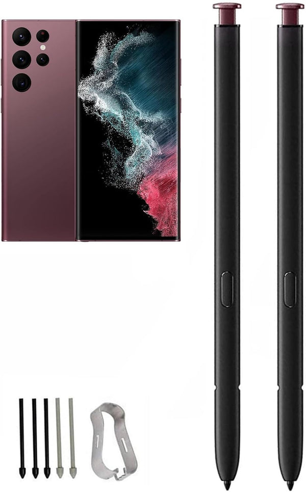 2 Pcs Galaxy S22 Ultra S Pen Replacement, Burgundy Stylus Pen for Samsung Galaxy S22 Ultra 5G, Tips/Nibs