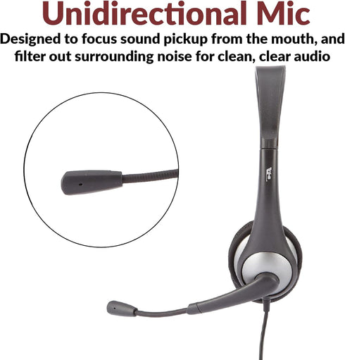 Cyber Acoustics AC-204 Stereo Headset, 3.5mm with Y-Adapter for Home & K12 Classroom Education.