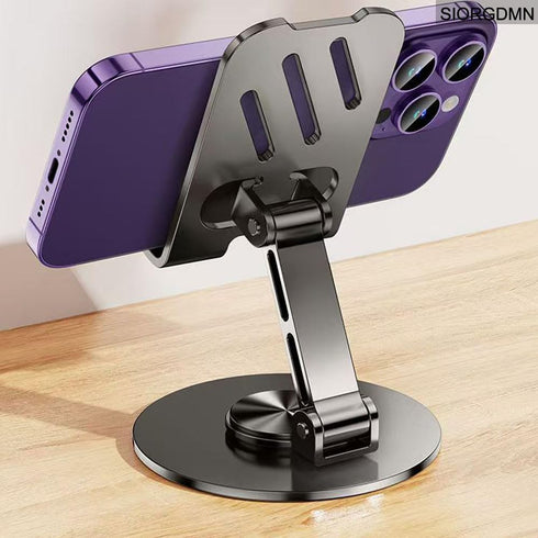 SIORGDMN 360 (2 Pack,Dark Cell Phone Stand for Desk,Metal Base,Adjustable,Foldable Cellphone Holder Rotation Smartphone
