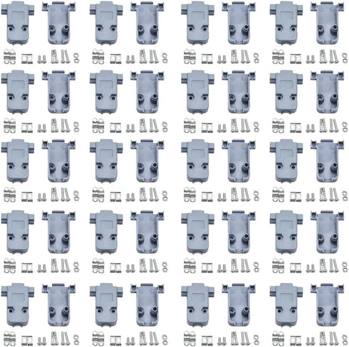 JRready ST6237 DB9 Connector - 20 PCS 9 Pin Gray Plastic Hoods Set of Crimp Solder D-Sub Connector Assortment Kit