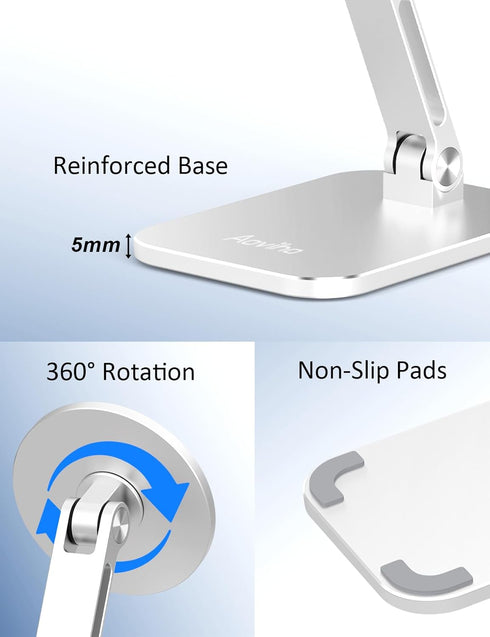 Aoviho 360 16/15/14/13/12 Magnetic Phone Stand for MagSafe Adjustable - Aluminum Portable Phone Holder for Desk