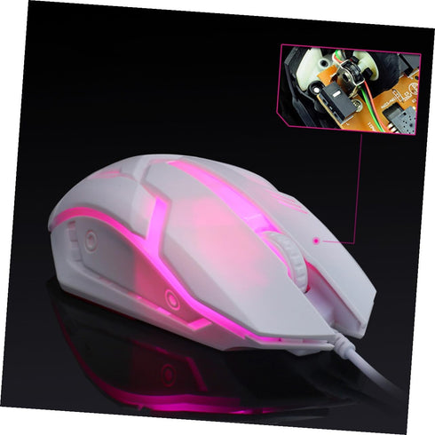Housoutil White Wired Gaming Mouse USB Backlit Light up Computer Mouse Ergonomic Design for Laptop Desktop Home Dorm