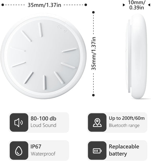 Key Finder 4 Pack with 4 Waterproof Keychains, Bluetooth Tracker & Locator for Keys, Luggage, Remotes, Long Battery