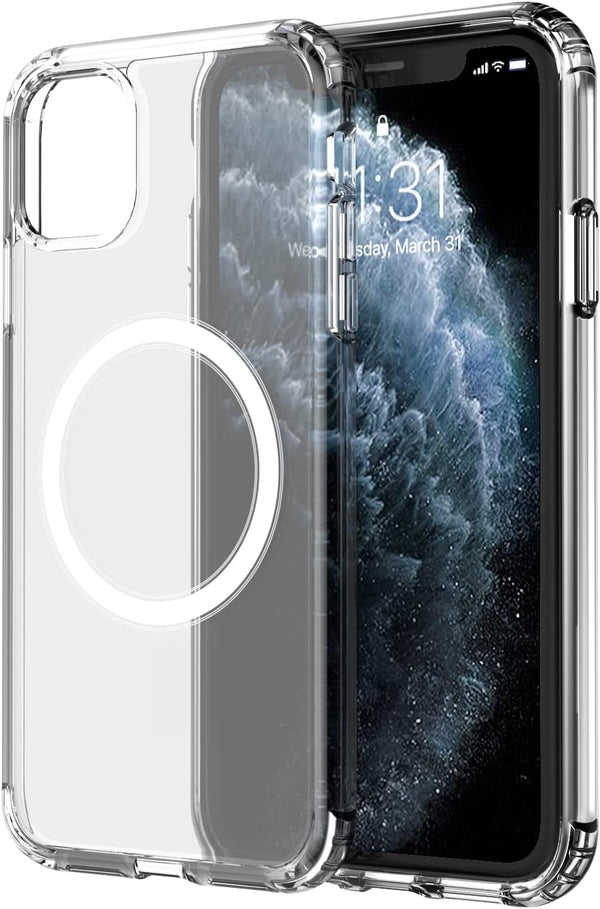 amCase Cellular Phone Case - Compatible with MagSafe, iPhone 11 Pro Max (6.5"), Shock-Absorbent, Clear
