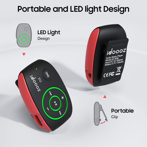 idoooz Mp3 X2 8GB Mp3 Mp3 Player with LED Light, Mini Music Player,Clip Player for Sports,Gym,Jogging,Running,Lossless