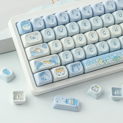 Sunzit PBT Keycaps - MOA Keycaps, Cute 132 Keys Dye-Sublimation Custom Keycap Set for Cherry MX Mechanical Keyboard