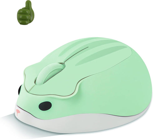 elec Space 2.4G Wireless Mouse, Cute Animal Hamster Shape Silent Mouse with Gift Cable Clip, 3 Buttons for PC, Green