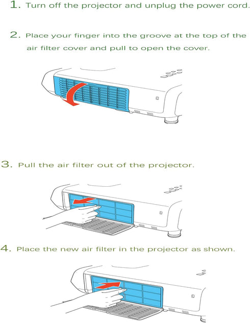 Replacement ELPAF47/V13H134A47 Air Filter for Epson PowerLite 535W, 530, 520, 525W, 536Wi, EB-2140W, EB-520, EB-525W,