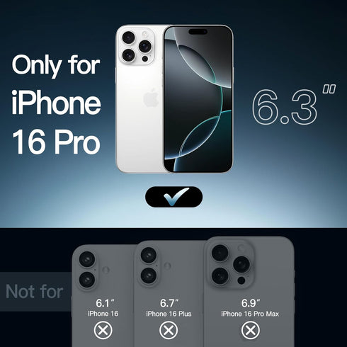JETech 16 6.3-Inch, Case for iPhone Pro Non-Yellowing Shockproof Phone Bumper Cover, Anti-Scratch Clear Back (Clear)