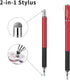 Mixoo Stylus Pens for Touch Screens, 2 in 1 High Sensitivity Disc & Fiber Tip for iPad, iPhone, Tablets, Red