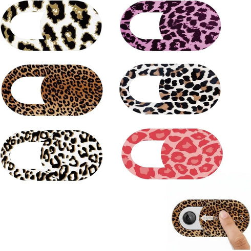 Generic 6Pcs Webcam Covers Slide Leopard Print for iPad Tablet Laptop Blocker Camer